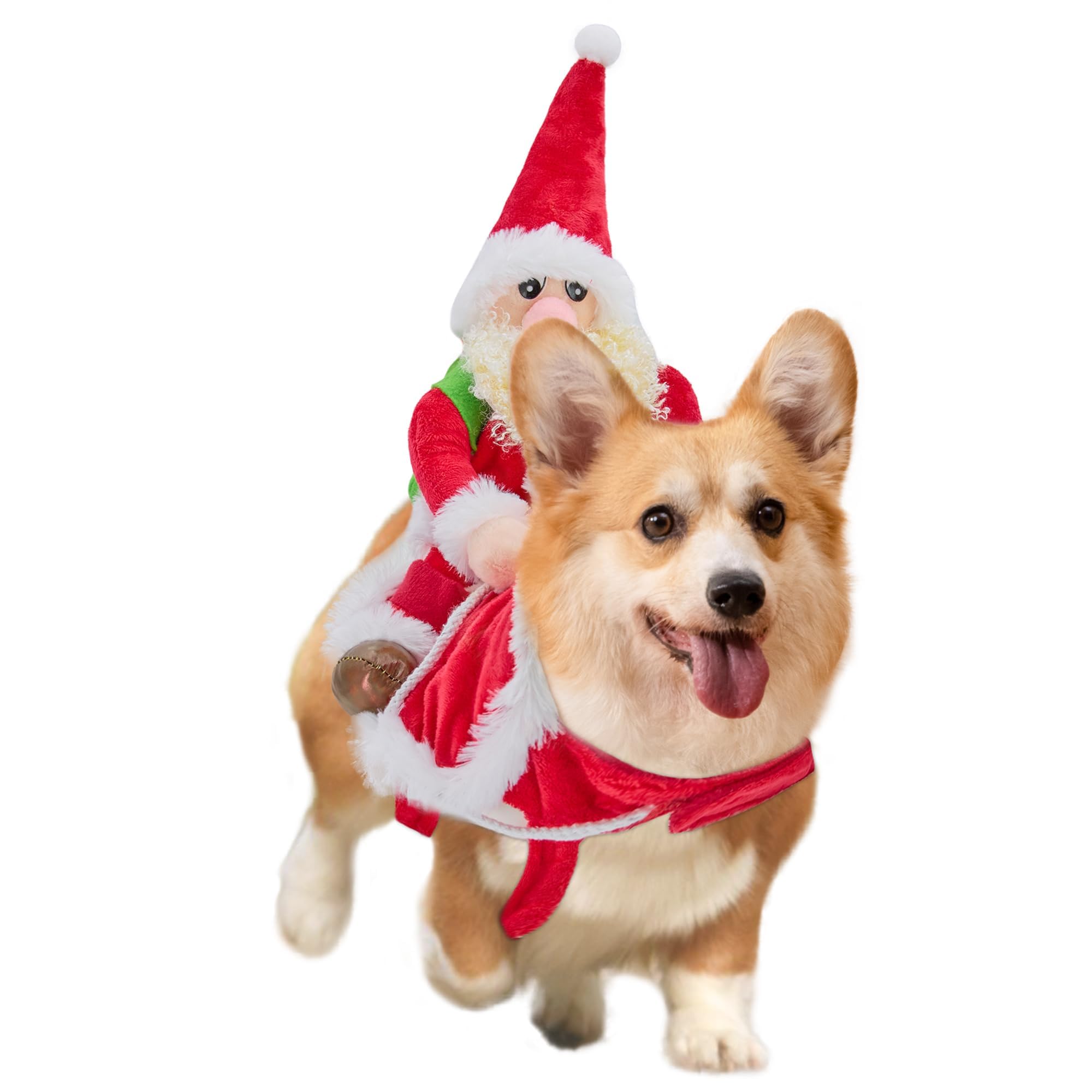 DELIFUR Santa Dog Costume Christmas Pet Clothes Santa Claus Riding Pet Cosplay Costumes Party Dressing up Dogs Cats Outfit for Small Medium Dogs (Small)