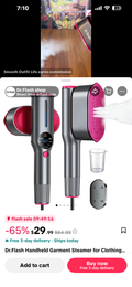 Dr.Flash Handheld Garment Steamer for Clothing - Portable Iron Steamer Combo Travel Steamer
