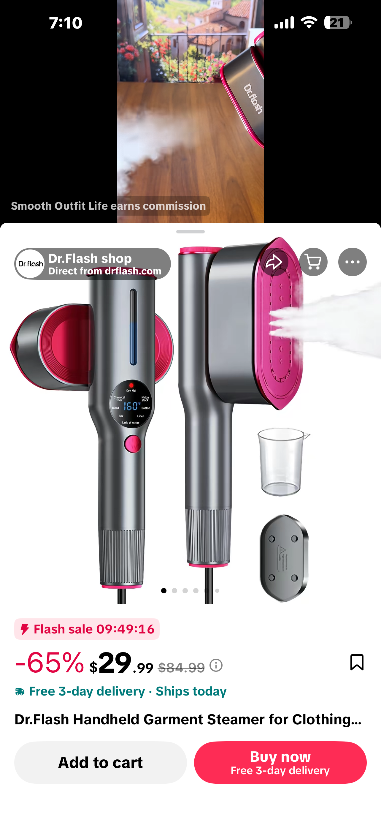 Dr.Flash Handheld Garment Steamer for Clothing - Portable Iron Steamer Combo Travel Steamer